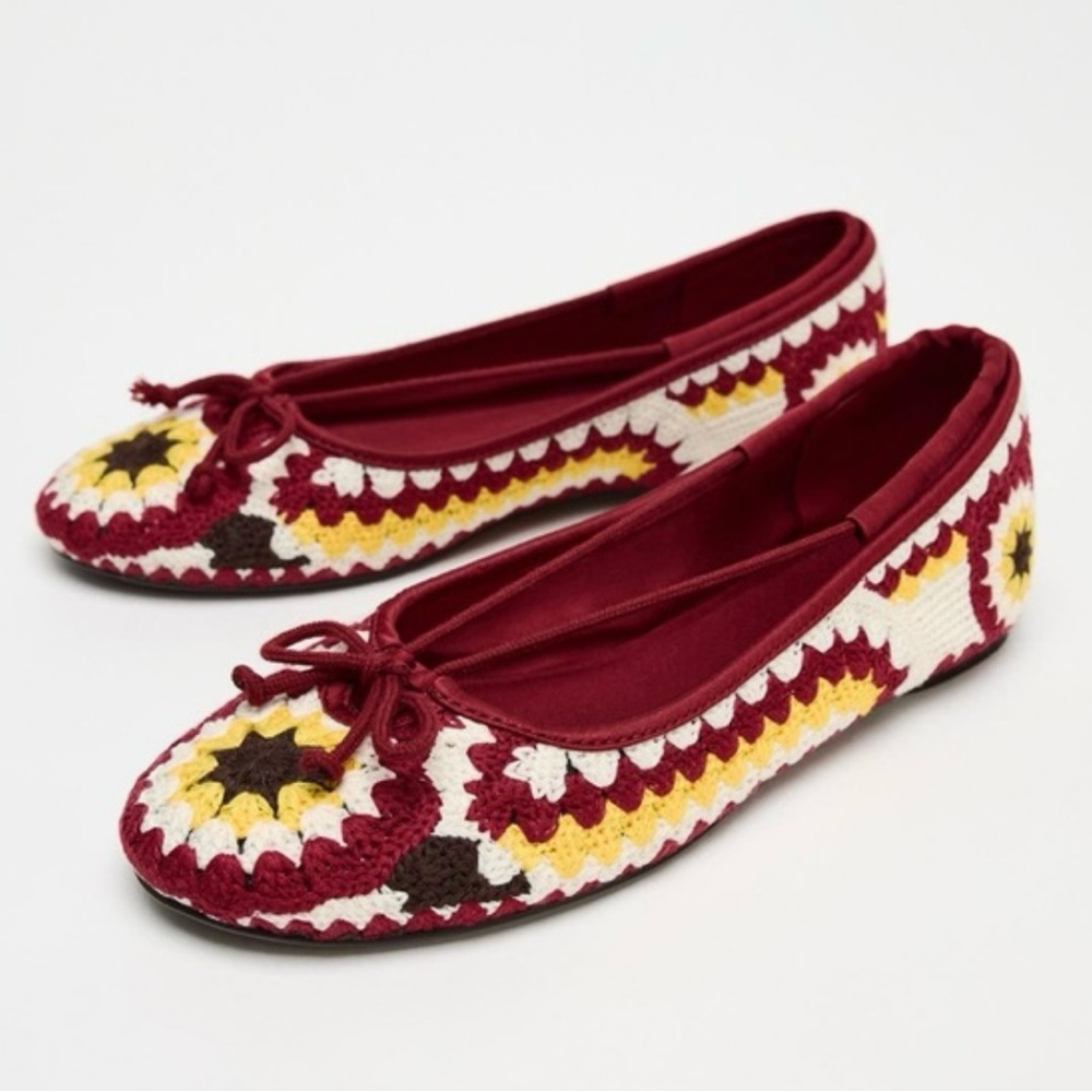 Zara Multicolor Embroidered Flats size 6.5 new